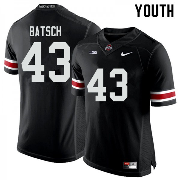 Ohio State Buckeyes #43 Ryan Batsch Youth University Jersey Black OSU18654